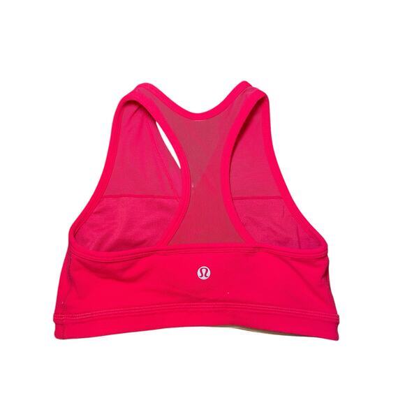 Lululemon Women 4 No So Deep V Neck Mesh Sports Bra Raspberry Hot Pink - Picture 5 of 8